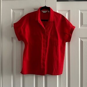Vintage Red Short Sleeve Button-Up Shop Shirt